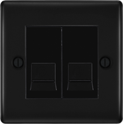 BG Electrical Nexus Metal Matt Black - Double, RJ11 telephone socket