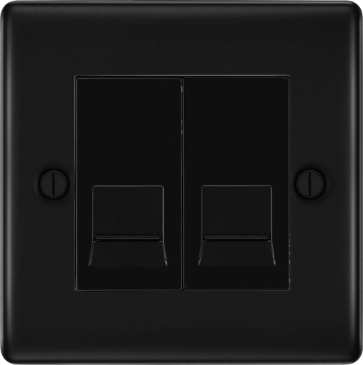 BG Electrical Nexus Metal Matt Black - Double, RJ11 telephone socket