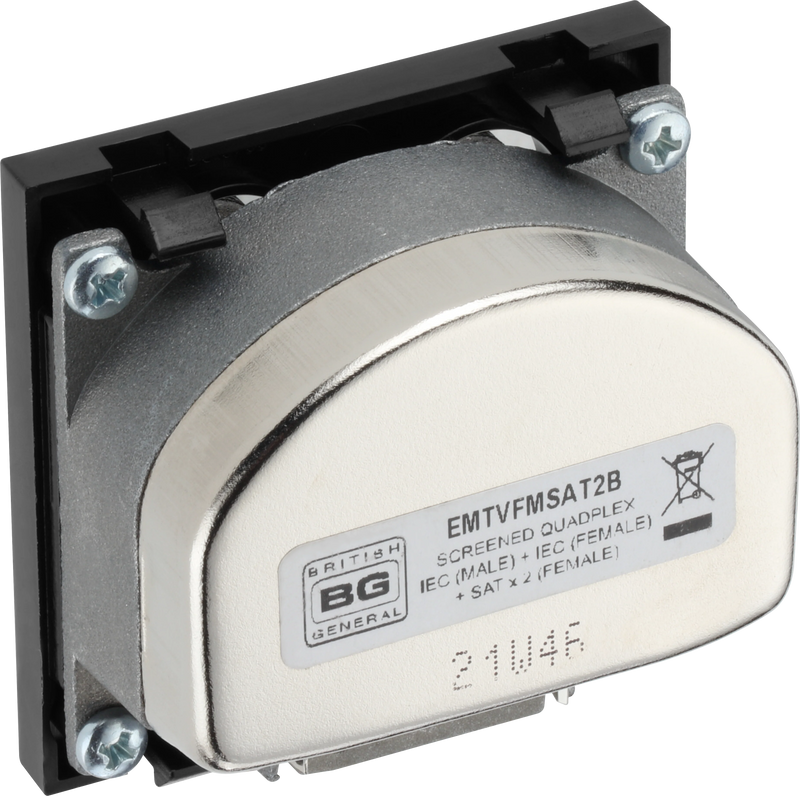 BG Electrical Euro Module - TV radio and dual satellite module - TV IEC male, radio IEC female, dual satellite female