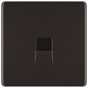 BG Electrical Flatplate Screwless Black Nickel - Single telephone socket, master