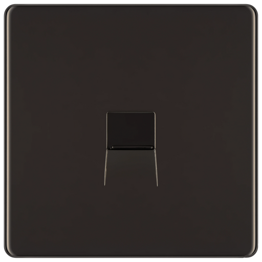 BG Electrical Flatplate Screwless Black Nickel - Single telephone socket, master