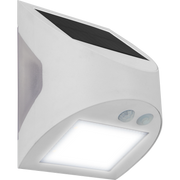 Luceco Prysm Wall Light - Prysm Decorative Outdoor Solar Wall Light with PIR Motion Sensor and USB Charging Port, LED Exterior Lighting, White, IP54, 3W, 300lm, 4000K
