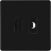 BG Electrical Flatplate Screwless Matt Black - Unswitched and fused with flex outlet