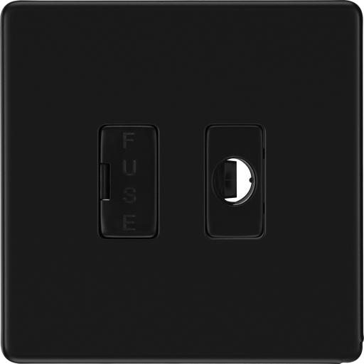 BG Electrical Flatplate Screwless Matt Black - Unswitched and fused with flex outlet