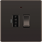 BG Electrical Flatplate Screwless Black Nickel - Switched and fused with indicator