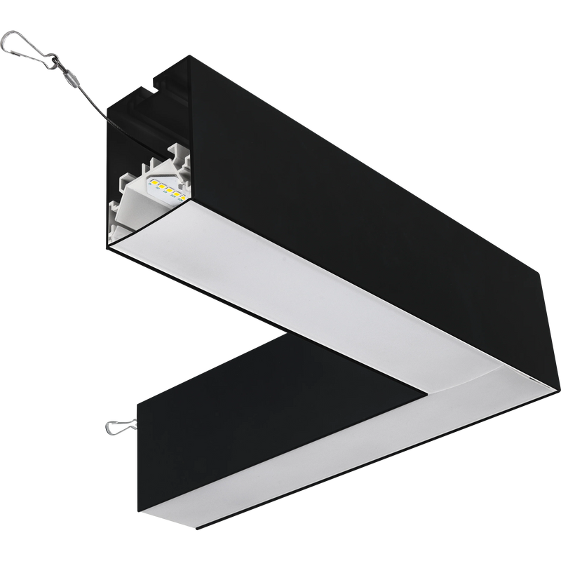 Luceco Contour Suspended - Contour 314mm suspended 90° connector module 600lumens with fixed output driver finished in black