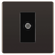 BG Electrical Flatplate Screwless Black Nickel - Single satellite