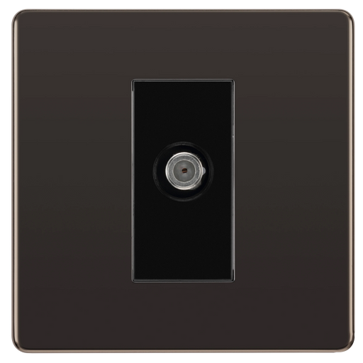 BG Electrical Flatplate Screwless Black Nickel - Single satellite
