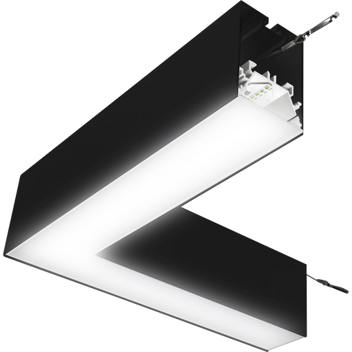 Luceco Contour Suspended - Contour 314mm suspended 90° connector module 600lumens with fixed output driver finished in black
