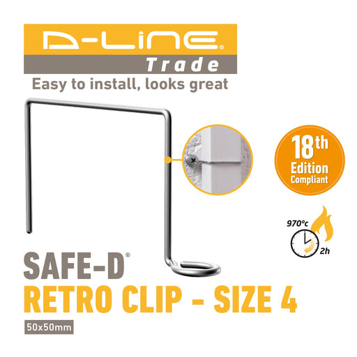 D-Line Fire Clip - Safe-D Retro Clip - 50x50mm (Pack of 20)