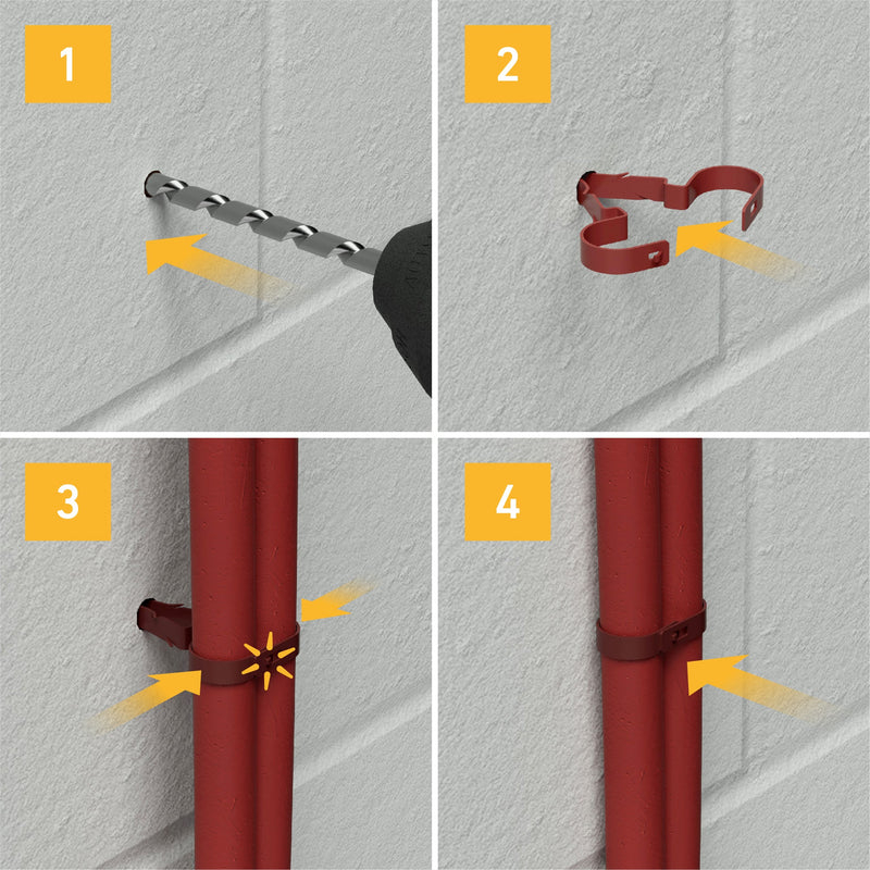 D-Line Fire Clip - Safe-D Stag-Clip for 2x 8-10mm φ cables. Twin, Red - Pack of 100