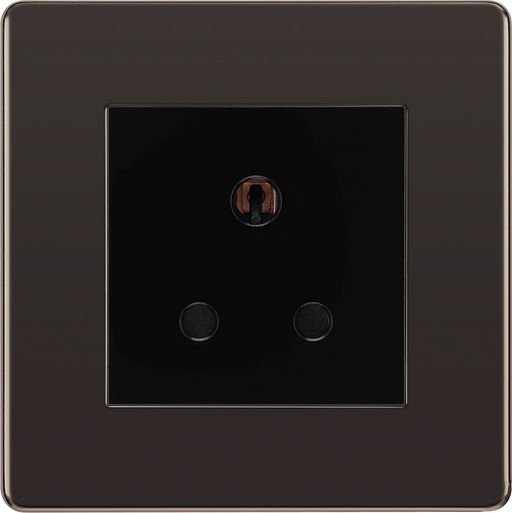 BG Electrical Flatplate Screwless Black Nickel - 5A single, unswitched, round pin