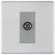 BG Electrical Flatplate Screwless Brushed Steel - Single, satellite