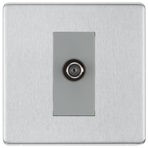 BG Electrical Flatplate Screwless Brushed Steel - Single, satellite