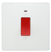 BG Electrical Evolve Pearlescent White - 45A, double pole, single plate, with indicator