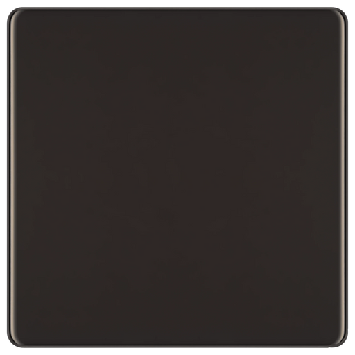 BG Electrical Flatplate Screwless Black Nickel - Single, blank plate