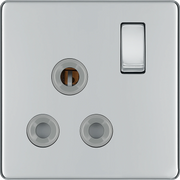 BG Electrical Flatplate Screwless Polished Chrome - 15A, single, switched, round pin
