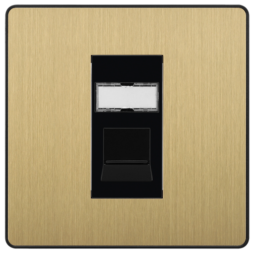 BG Electrical Evolve Satin Brass - Single, RJ45 telephone socket