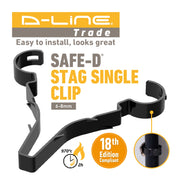 D-Line Fire Clip - Safe-D Stag-Clip for 1x 6-8mm φ cable. Single, Black - Pack of 100