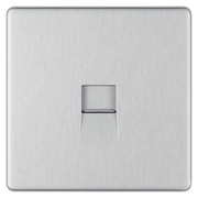 BG Electrical Flatplate Screwless Brushed Steel - Single, telephone socket, secondary