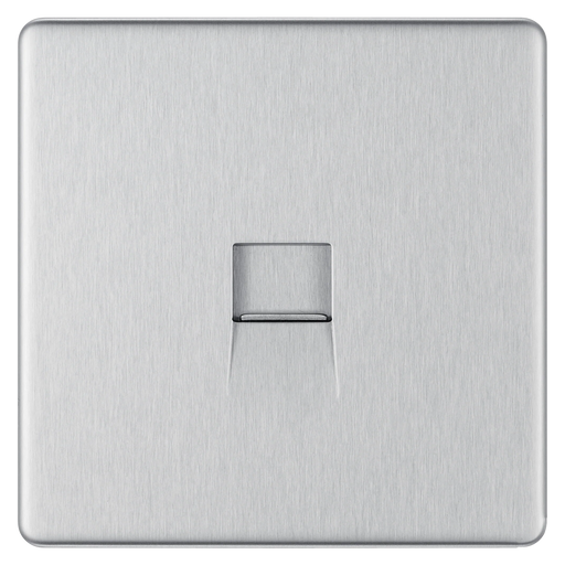 BG Electrical Flatplate Screwless Brushed Steel - Single, telephone socket, secondary