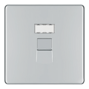 BG Electrical Flatplate Screwless Polished Chrome - Single, RJ45 data socket