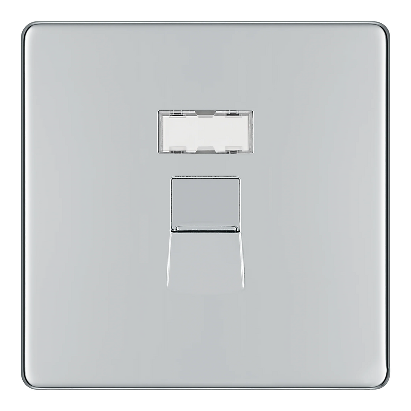 BG Electrical Flatplate Screwless Polished Chrome - Single, RJ45 data socket
