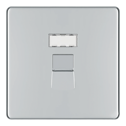 BG Electrical Flatplate Screwless Polished Chrome - Single, RJ45 data socket