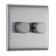 BG Electrical Nexus Metal Brushed Steel - Double, 2 way push 200W