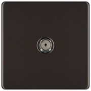 BG Electrical Flatplate Screwless Black Nickel - Single co-axial