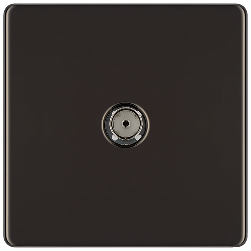 BG Electrical Flatplate Screwless Black Nickel - Single co-axial