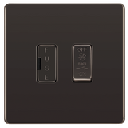 BG Electrical Flatplate Screwless Black Nickel - 3 pole fan isolator, fused