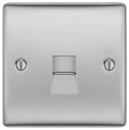 BG Electrical Nexus Metal Brushed Steel - Single, telephone socket, master
