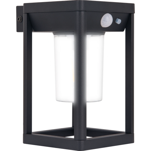 Luceco Azurar Coach Lantern - Filament Decorative Solar Wall Light with PIR Motion Sensor, Outdoor Lantern, Exterior Lighting, LED Bulb Included, Black, IP54, 2.7W, 220lm, 3000K