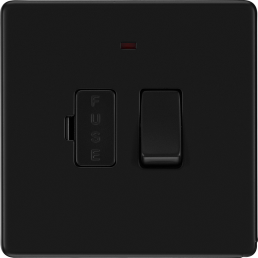 BG Electrical Flatplate Screwless Matt Black - Switched and fused with indicator