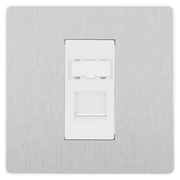 BG Electrical Evolve Brushed Steel - Single, RJ45 telephone socket