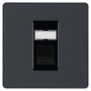 BG Electrical Evolve Matt Grey - Single, RJ45 telephone socket