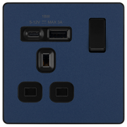BG Electrical Evolve Matt Blue - Single, switched, single pole, with 1 x USB A + 1 x USB C