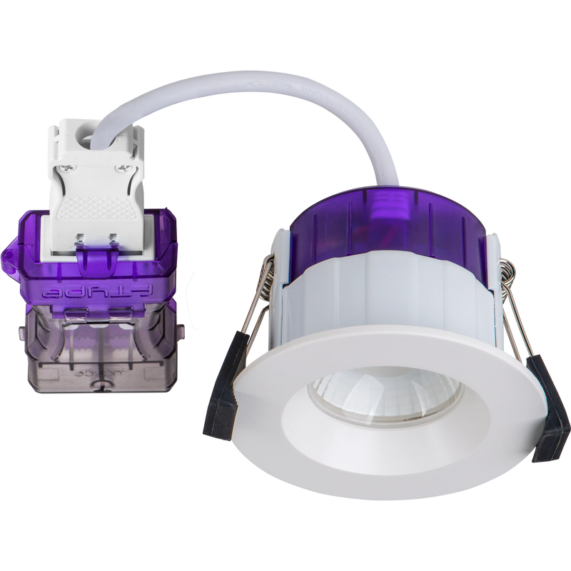 Luceco Ftype Ultra Fire Rated Downlight 4W/6W 690lm Power Change & CCT Change 3000K / 4000K Dim2Warm Dimmable IP65 White - Regressed