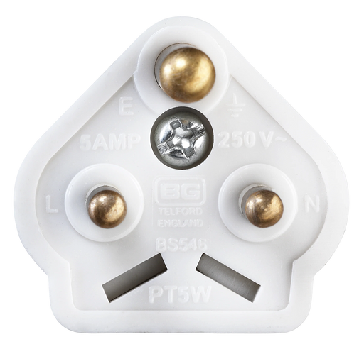 Masterplug Basic - Round Pin, 5A, White
