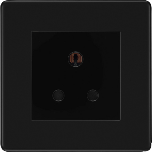 BG Electrical Flatplate Screwless Matt Black - 5A single, unswitched, round pin