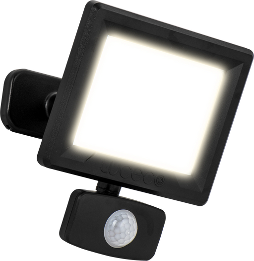 Luceco Essence Floodlight with ball joint 20W black 4000K colour temp with PIR - Pack of 1