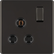 BG Electrical Flatplate Screwless Black Nickel - 15A single, switched, round pin