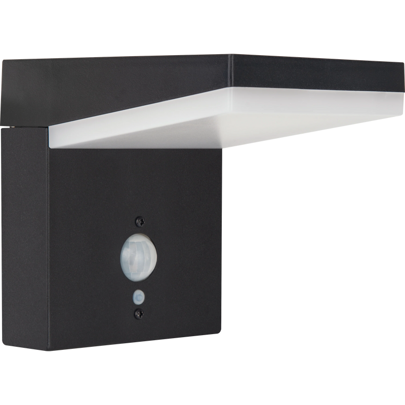 Luceco Slate Grey Wall Lights - Aries Decorative Outdoor Solar Wall Light with PIR Motion Sensor, LED Exterior Lighting, Slate Grey, IP44, 5W, 600lm, 3000K