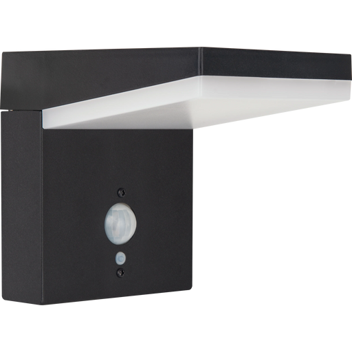 Luceco Slate Grey Wall Lights - Aries Decorative Outdoor Solar Wall Light with PIR Motion Sensor, LED Exterior Lighting, Slate Grey, IP44, 5W, 600lm, 3000K