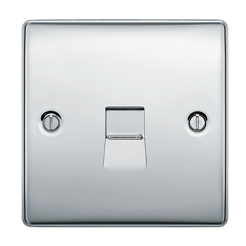 BG Electrical Nexus Metal Polished Chrome - Single, RJ11 telephone socket
