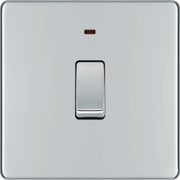 BG Electrical Flatplate Screwless Polished Chrome - 20A, double pole, with indicator