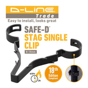 D-Line Fire Clip - Safe-D Stag-Clip for 1x 8-10mm φ cable. Single, Black - Pack of 100