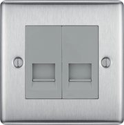 BG Electrical Nexus Metal Brushed Steel - Double, telephone socket, master