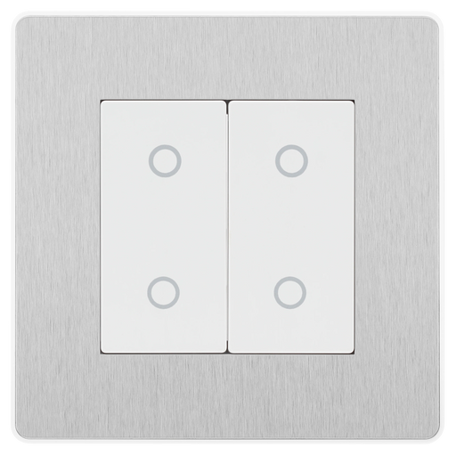 BG Electrical Evolve Brushed Steel - Double, 2 way touch, 200W, secondary